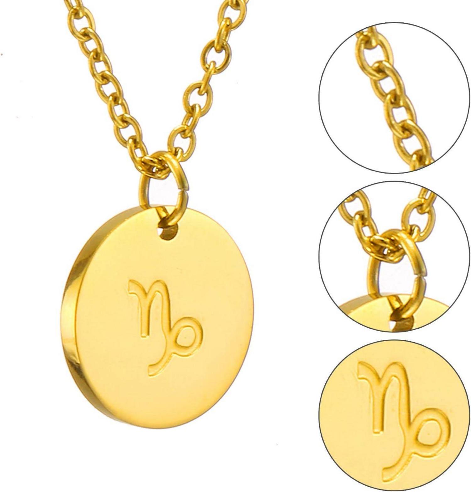Sternzeichen Kette Gold Steinbock Edelstahl 28 Karat Gold