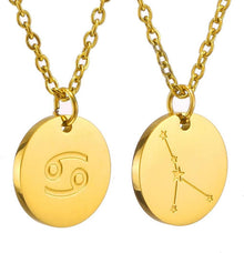 Sternzeichen Kette Gold Edelstahl rhodiniert Krebs Astrologie-Geschenk