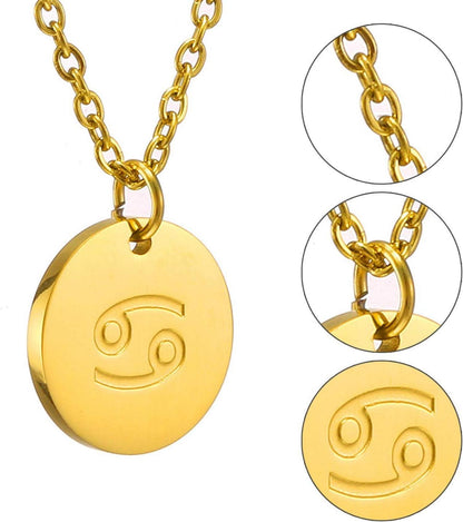 Sternzeichen Kette Gold Edelstahl rhodiniert Krebs Astrologie-Geschenk