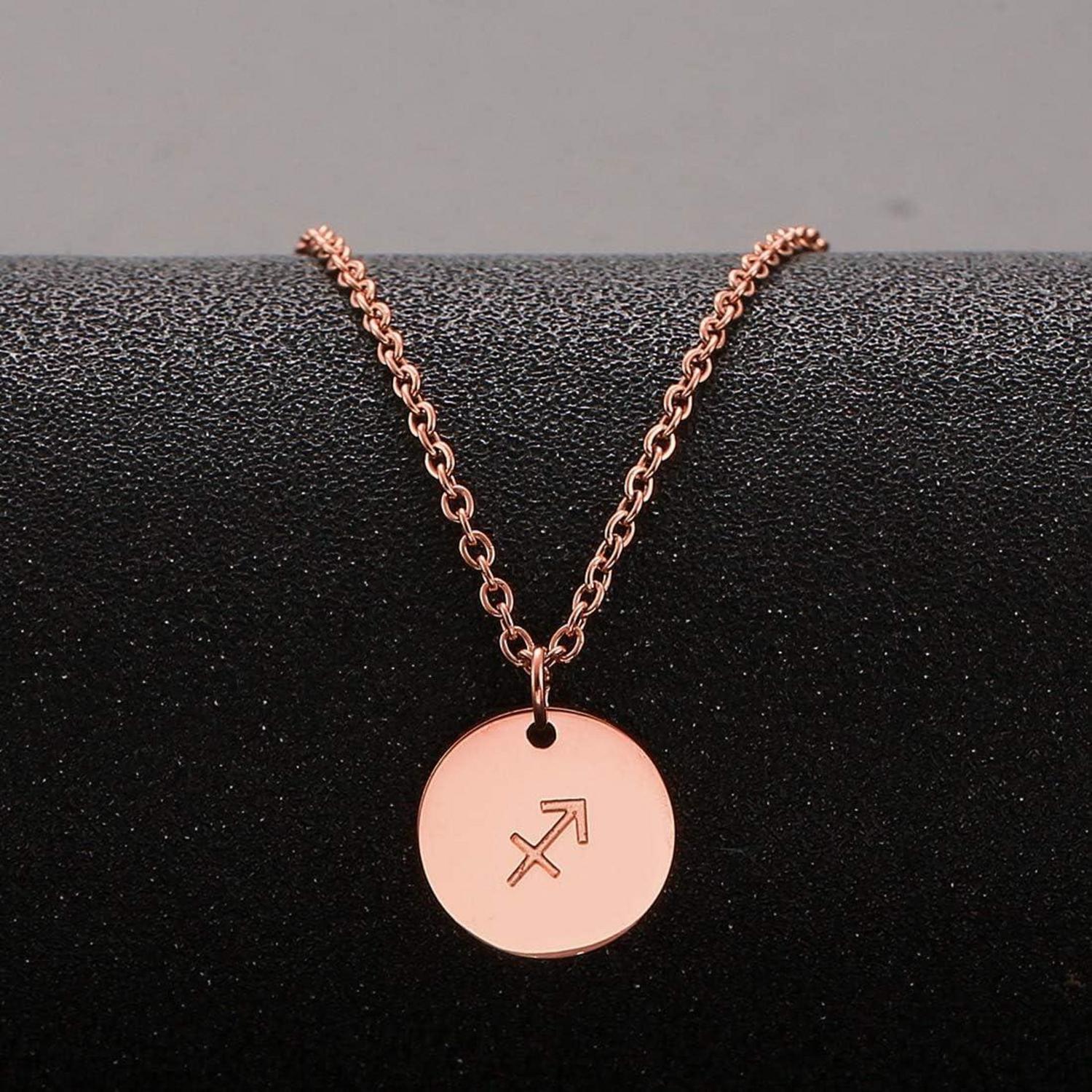 AFSTALR Sternzeichen Kette Schütze Gold 28 Karat Roségold Edelstahl