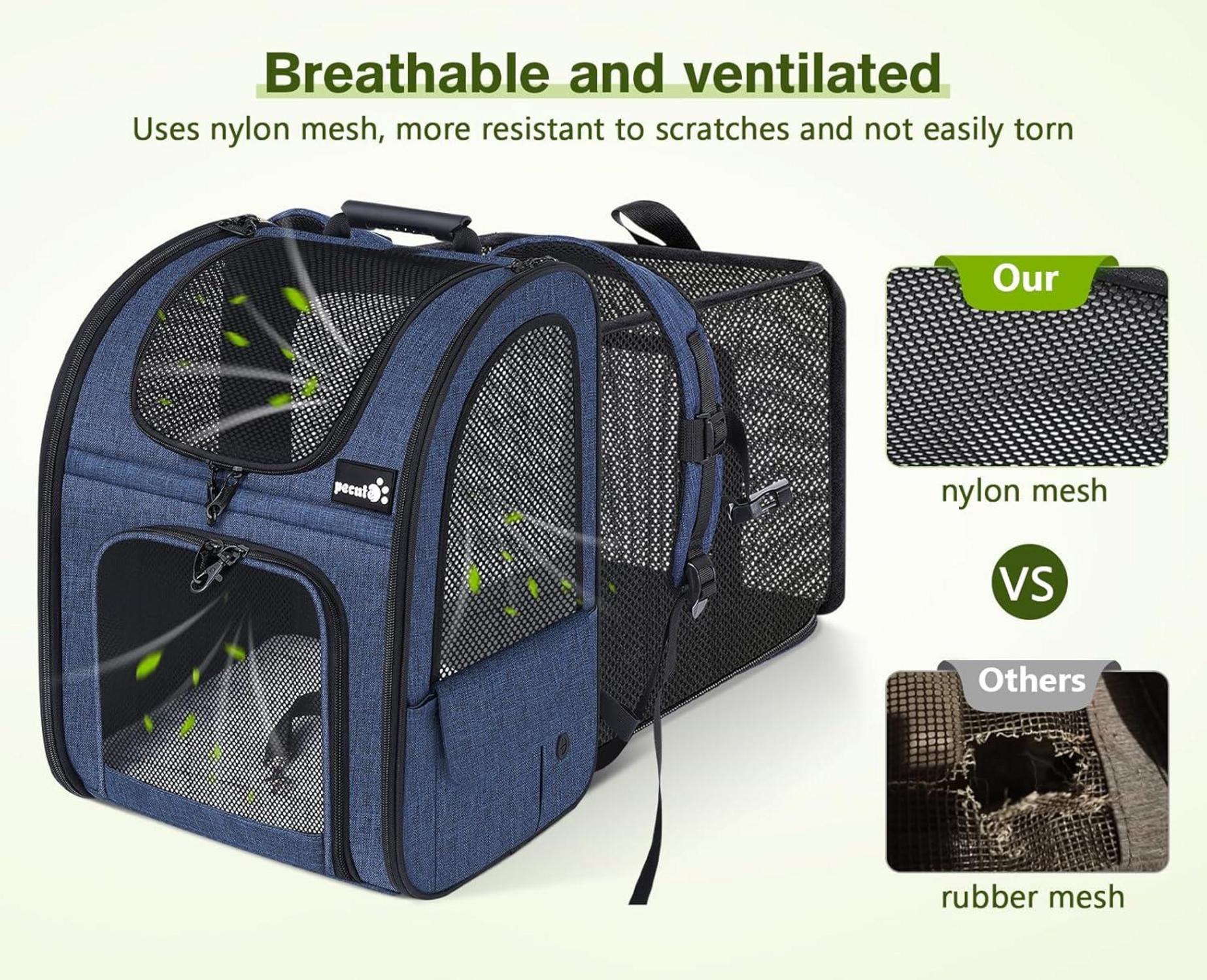 Katzenrucksack Faltbar Erweiterbar Blau 8kg Haustier Rucksack (34 * 27