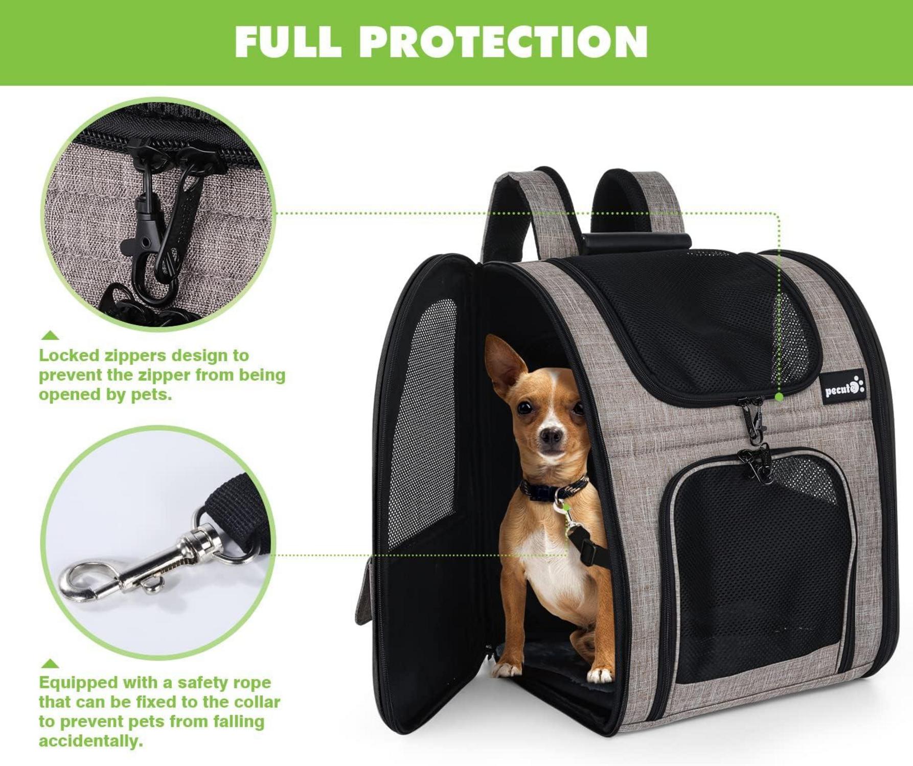 Pecute Hunderucksack Faltbar Erweiterbar Katzenrucksack Große Katzen Braun