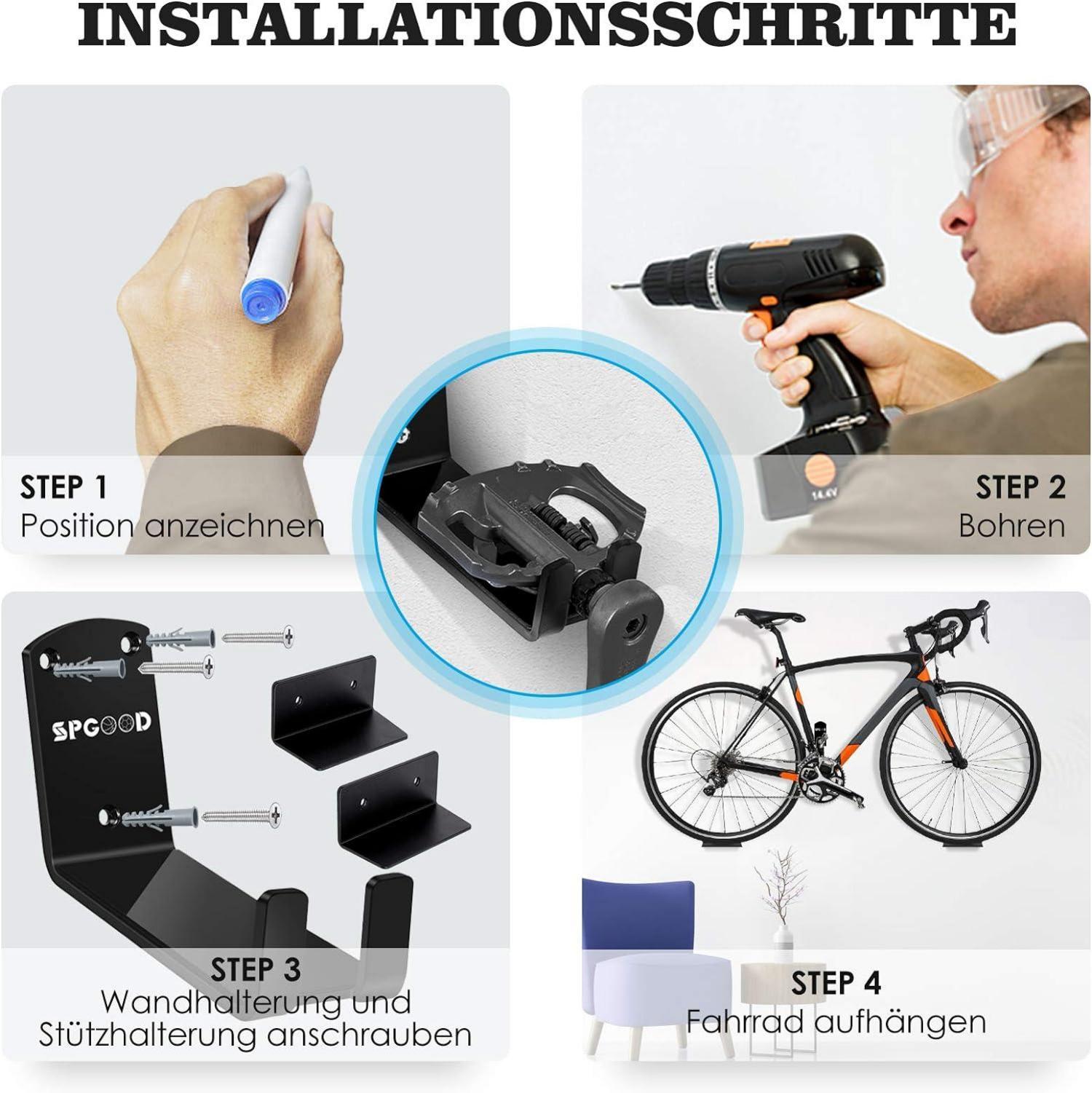 Fahrrad Wandhalterung 3-in-1 Aufhängung Stützwinkel 32KG Tragkraft