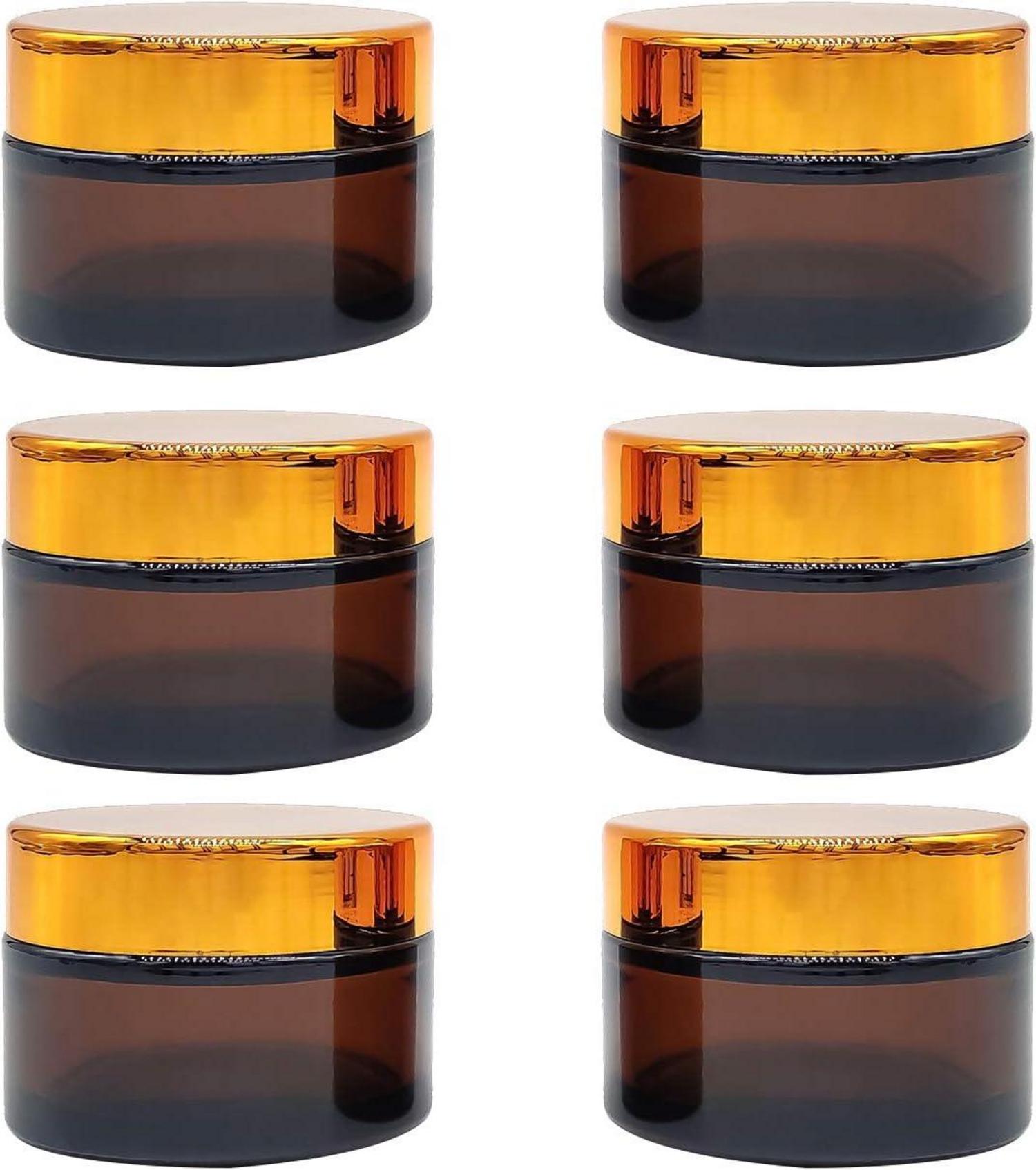 Amber Glas Leerdose 6er Set 50ml Tiegel Cremedose Braun