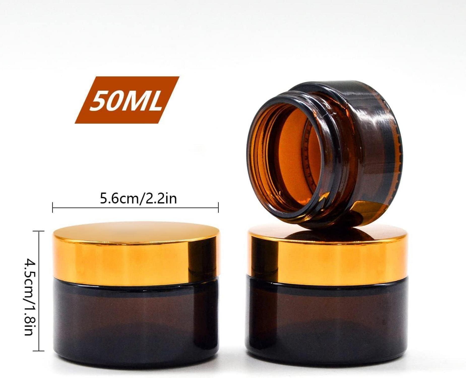 6er Set Amber Glas Cremedose 50ml mit Schraubverschluss und