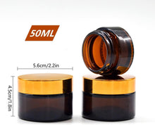 6er Set Amber Glas Cremedose 50ml mit Schraubverschluss und