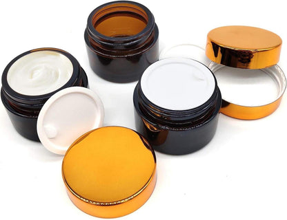 6er Set 50ml Amber Glas Leerdosen mit Schraubverschluss