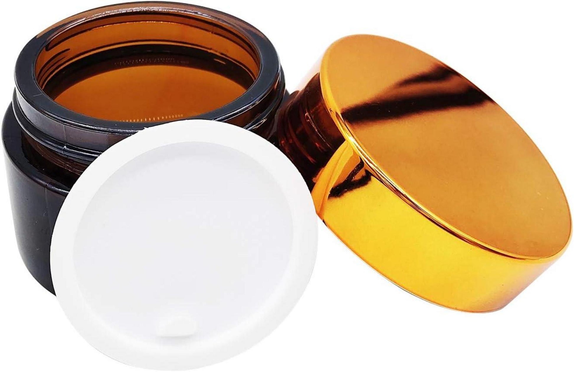 6er Set Amber Glas Cremedose 50ml Tiegel für Kosmetik Salben Lotionen