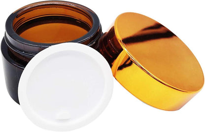 6er Set Amber Glas Cremedose 50ml Tiegel für Kosmetik Salben Lotionen