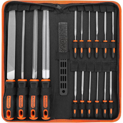 18-tlg. Feilenset Metall und Holz mit Tragetasche, Profi