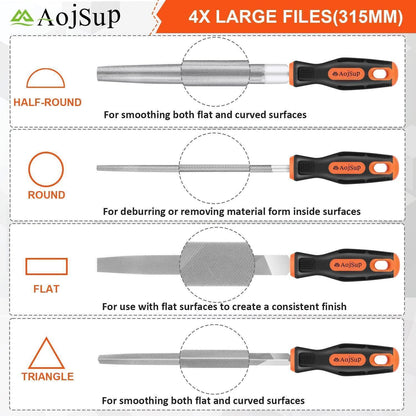 18-tlg. Feilenset Metall und Holz mit Tragetasche, Profi