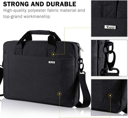 Voova große Laptoptasche 17 17,3 17,4 Zoll Laptop 30% mehr Kapazität Innenfächer verdickt wasserdicht Notebook Tasche Koffer Macbook Dell HP Schwarz
