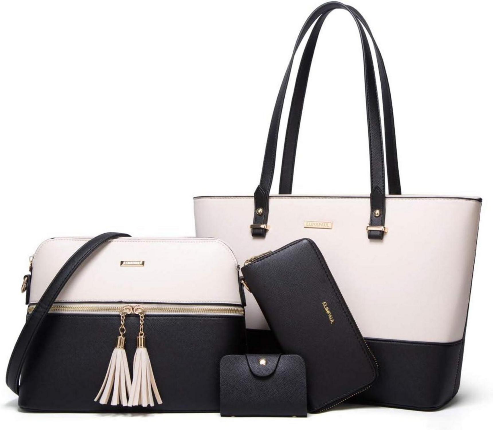 Damen Handtasche Tote Schultertasche Umhängetasche 4-teiliges Set