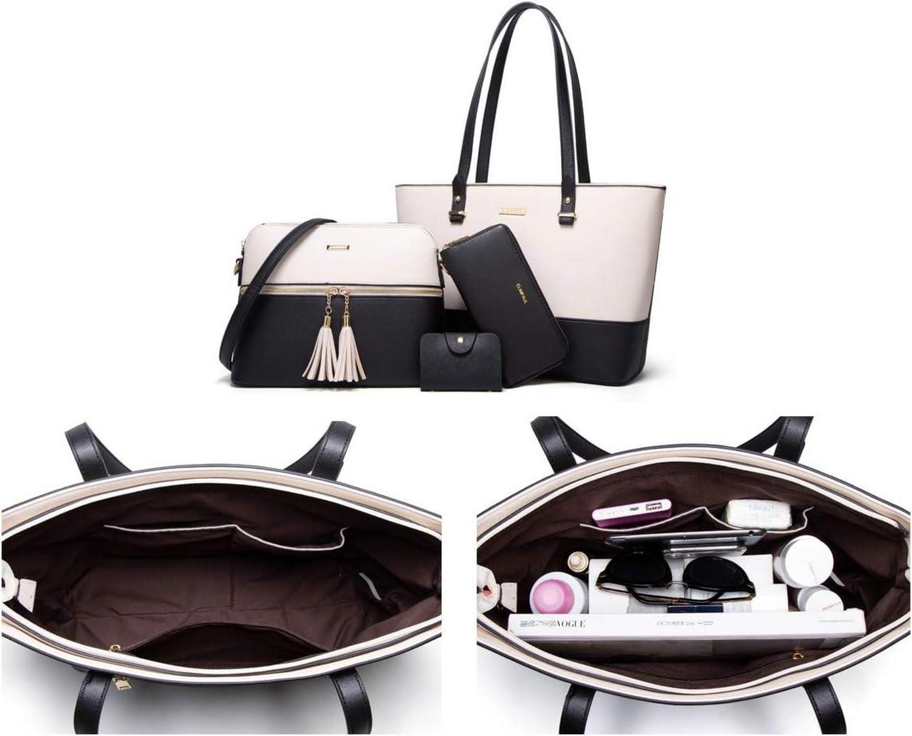 YTL Damen Handtasche Tote Shopper 4-teiliges Set Groß Schultertasche Umhängetasche