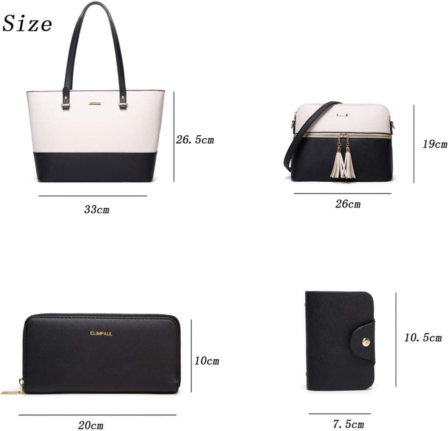 YTL Damen Handtasche Tote Shopper Schultertasche Umhängetasche 4-teilig Schwarz