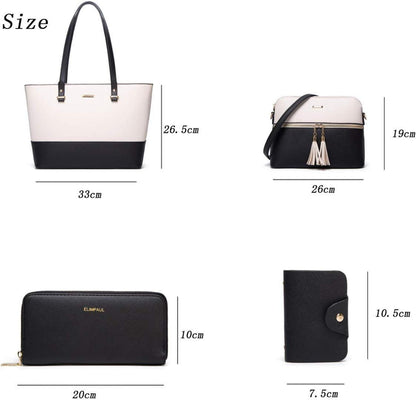 YTL Damen Handtasche Tote Shopper Schultertasche Umhängetasche 4-teilig Schwarz