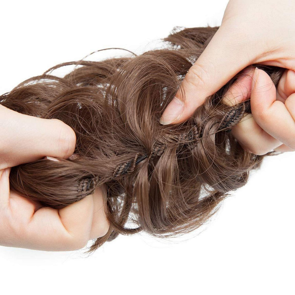 Voluminöser Haargummi Natürliches Braun - Haarverdichtung