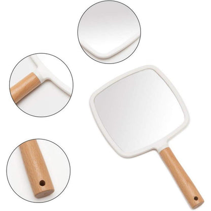 Handspiegel Holzgriff Make-up Rasieren tragbar Damen