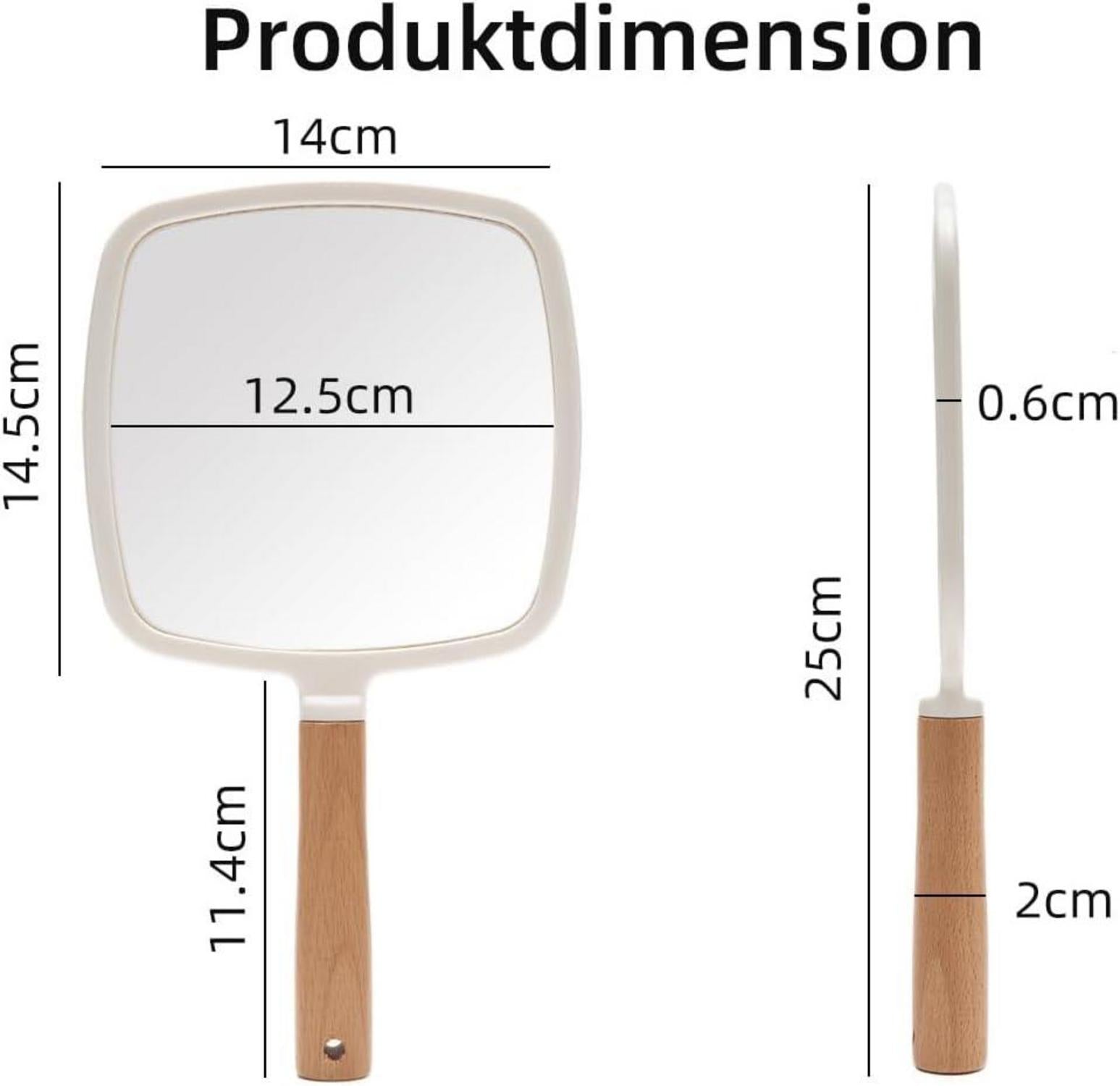 Holz-Handspiegel für Make-up und Rasieren mit