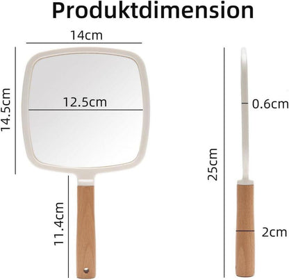 Holz-Handspiegel für Make-up und Rasieren mit