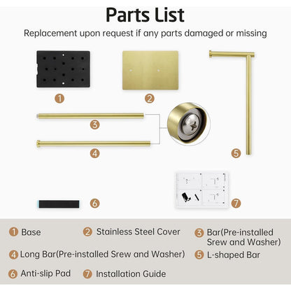 Freistehender Toilettenpapierhalter aus Edelstahl, gebürstetes Gold
