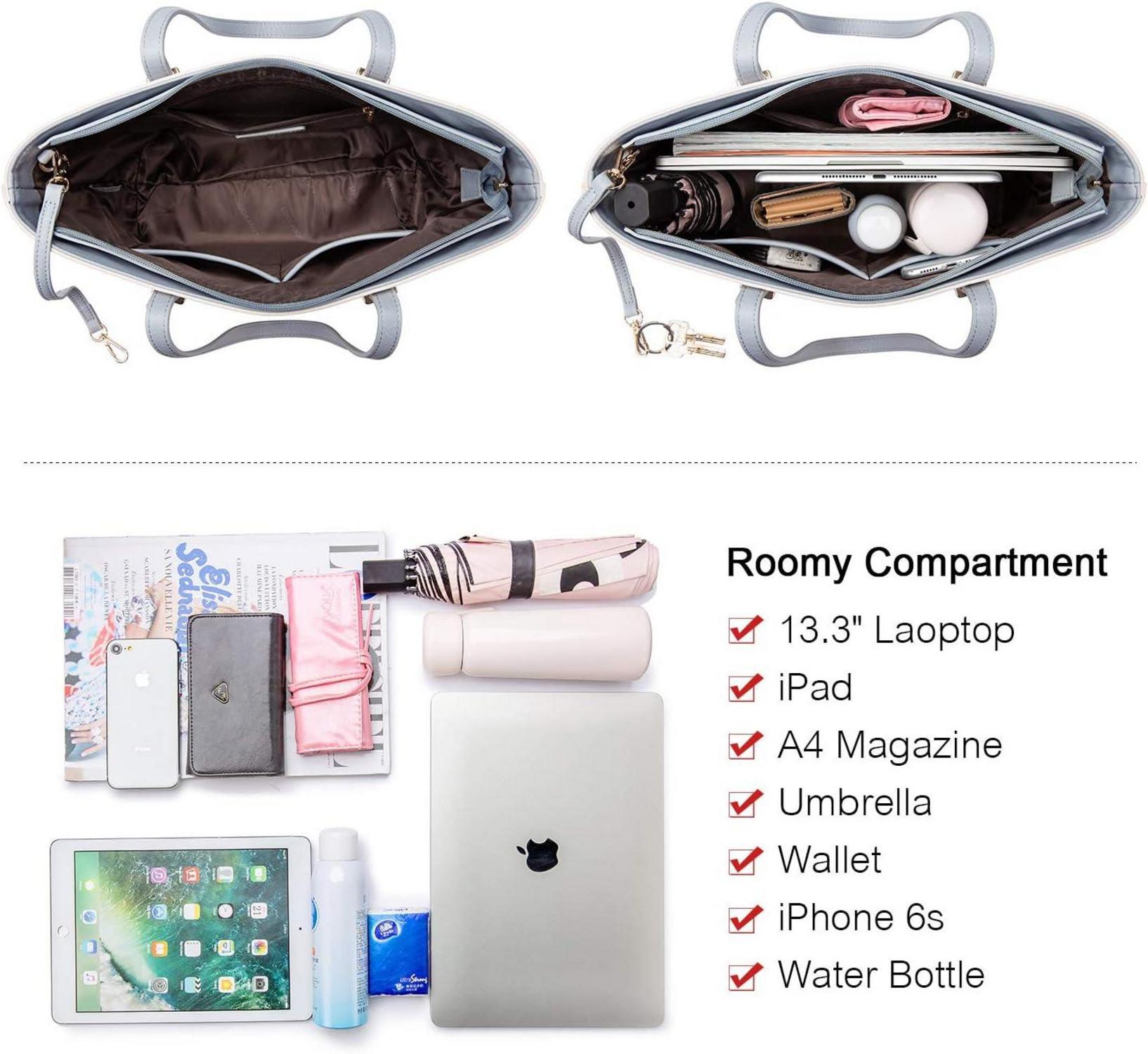 Schwarze LOVEVOOK Handtasche Set Damen Leder Groß 3teilig