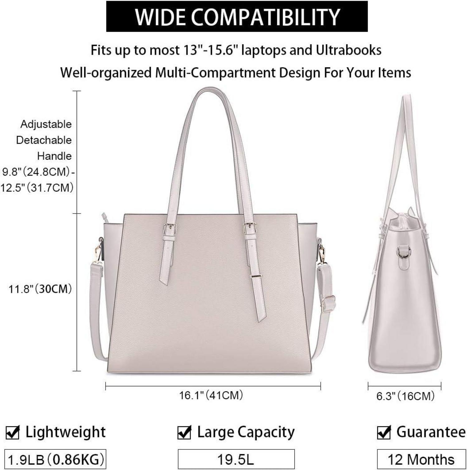 Schwarze Große Handtasche Damen 15,6 Zoll Laptop Elegant