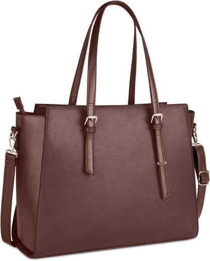 Handtasche Damen Schwarz Groß 15.6 Zoll Laptop Elegant Leder
