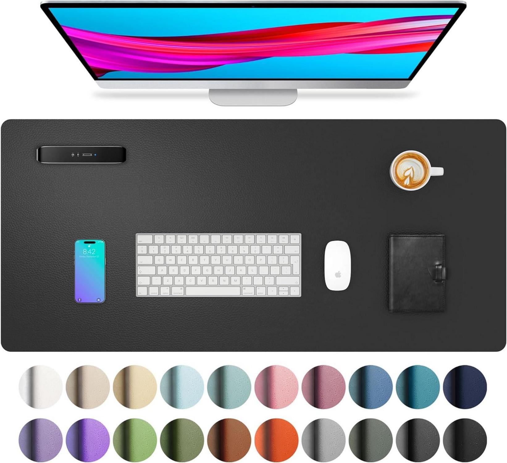 Schreibtischunterlage Schwarz 60x35cm Leder Mauspad Wildleder