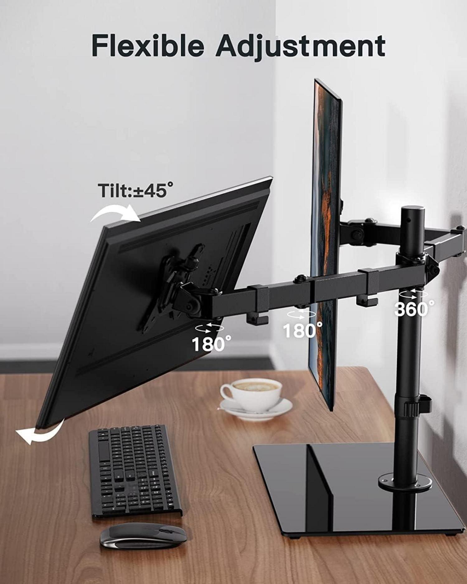 ErGear Monitor Halterung 2 Monitore 13-32 Zoll Schwenkung 180° Drehung 360° VESA 75/100mm 8KG