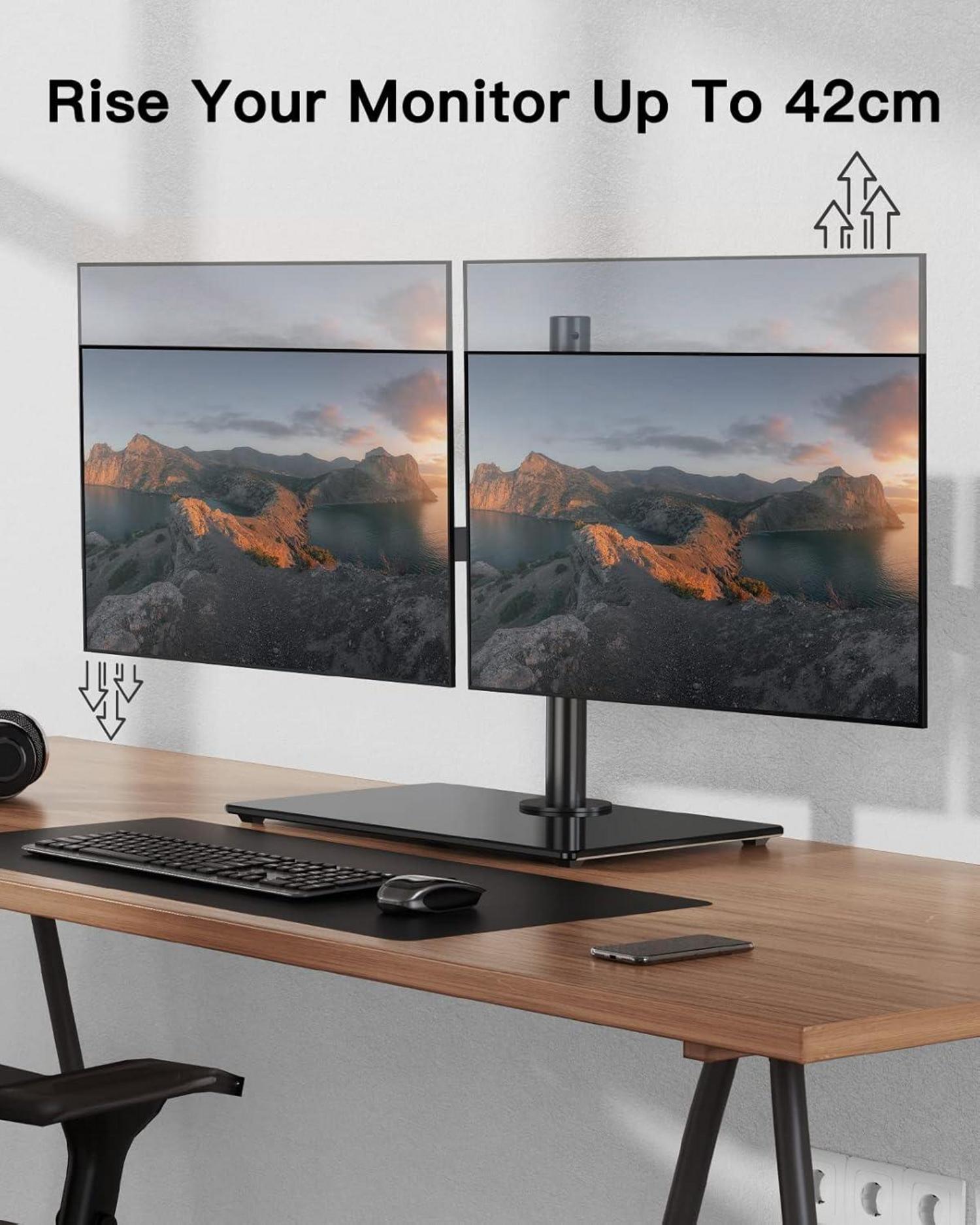 Dual Monitor Halterung für 13-32 Zoll Bildschirme Schwenkung Drehung VESA