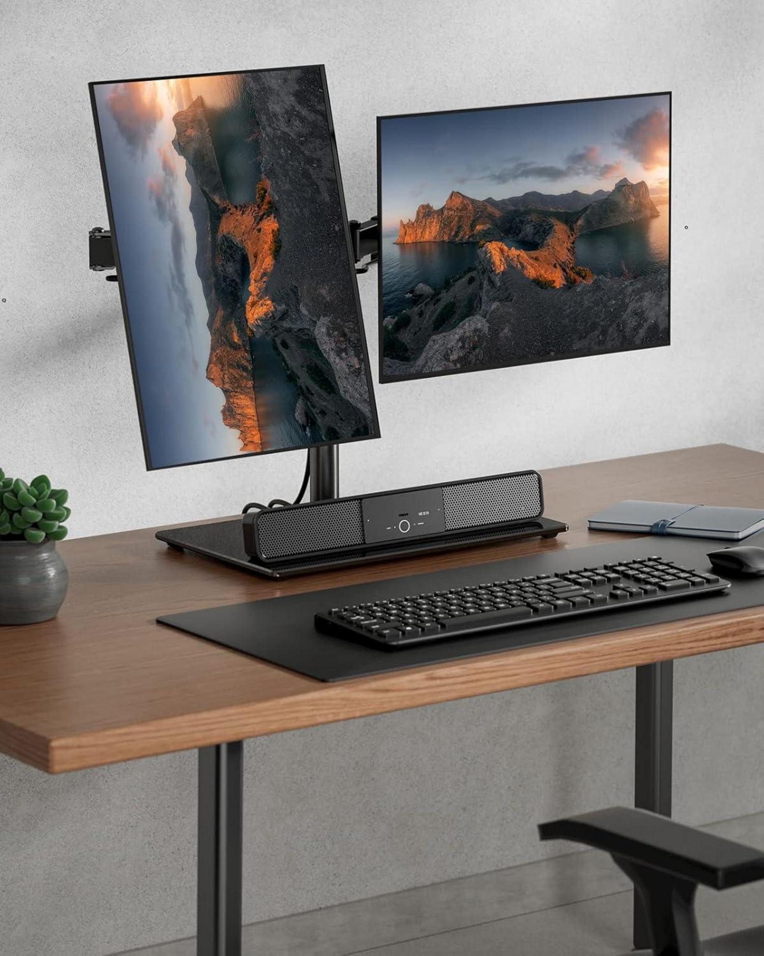 Dual Monitor Halterung für 13-32 Zoll Bildschirme Schwenkung Drehung VESA