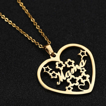 Mama Halskette Herz Anhänger Geschenk Mutter Gold 45+5cm