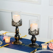 Vintage Distressed Black Hurricane Kerzenständer Set 2 Stück