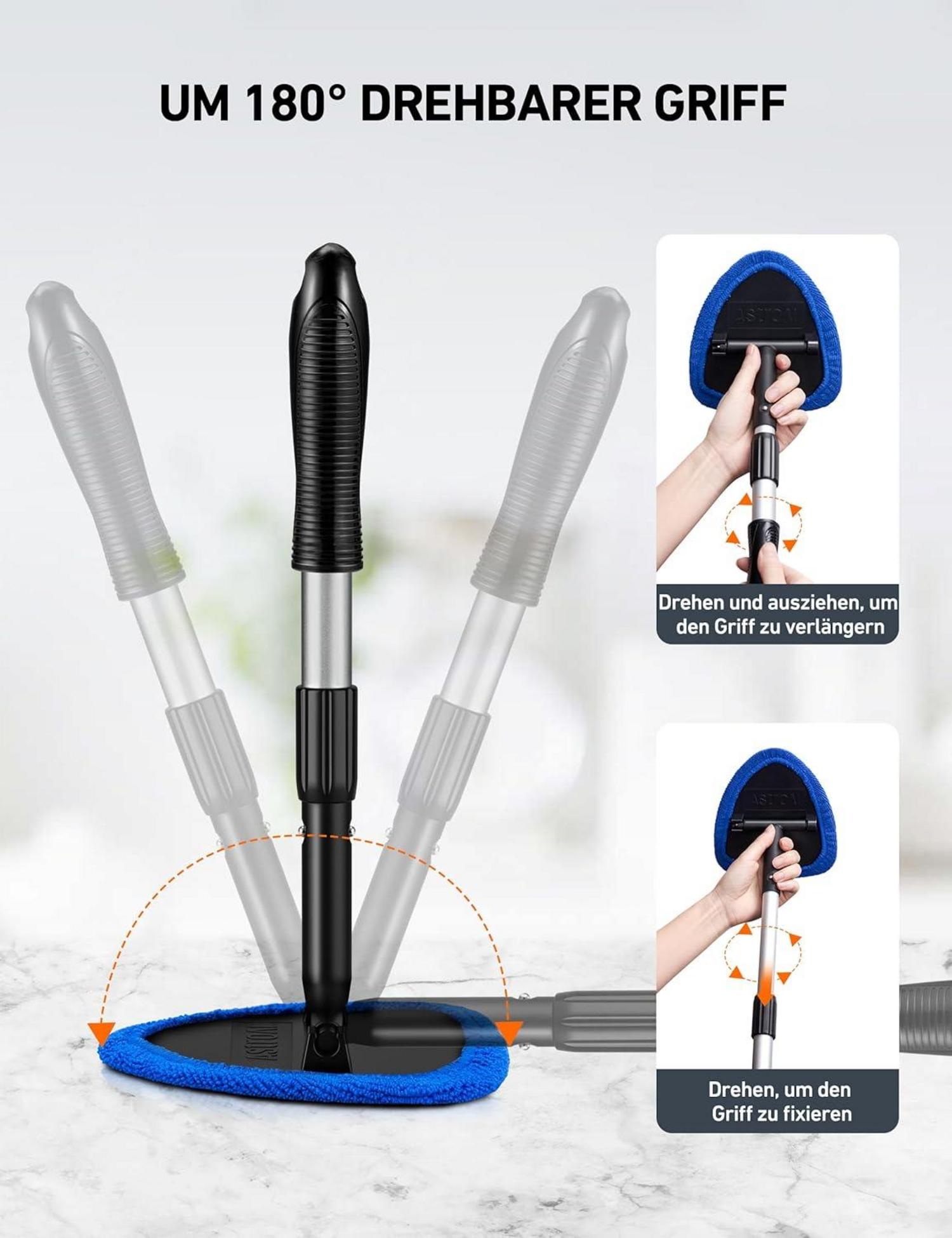 Auto Windschutzscheibe Reiniger mit ausziehbarem Griff und 4 Mikrofaserpads