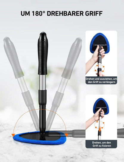 Auto Windschutzscheibe Reiniger mit ausziehbarem Griff und 4 Mikrofaserpads