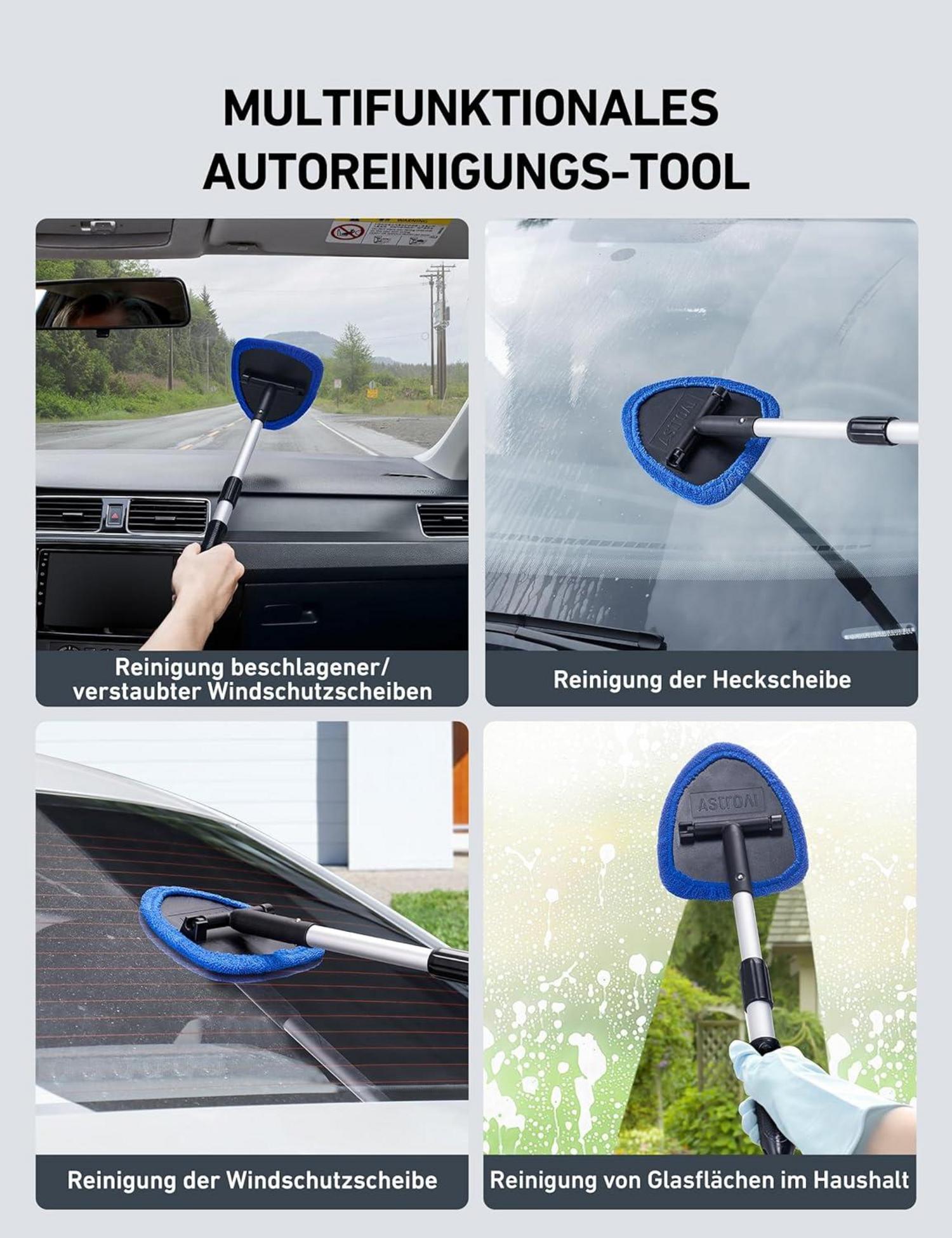 Auto Scheibenreiniger mit Sicherheitshammer, ausziehbarem Griff, 4