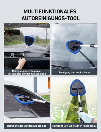 Auto Scheibenreiniger mit Sicherheitshammer, ausziehbarem Griff, 4