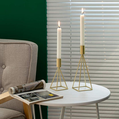 Sziqiqi Metall Kerzenständer Set Vintage in Gold, 2er Pack