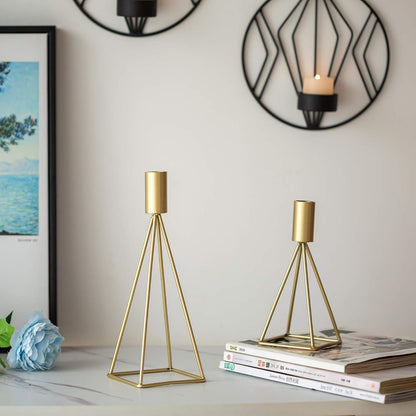 Sziqiqi Metall Kerzenständer Set Vintage in Gold, 2er Pack