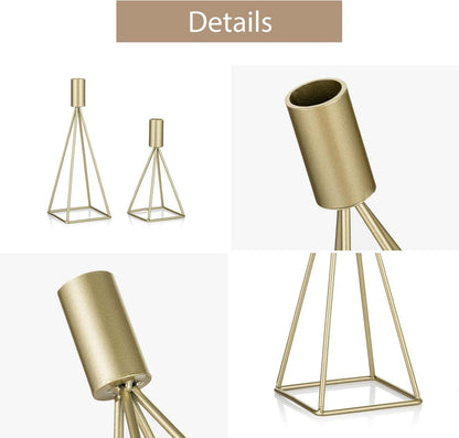 Vintage Kerzenständer Kerzenhalter 2er Set Metall Gold Wohnzimmer