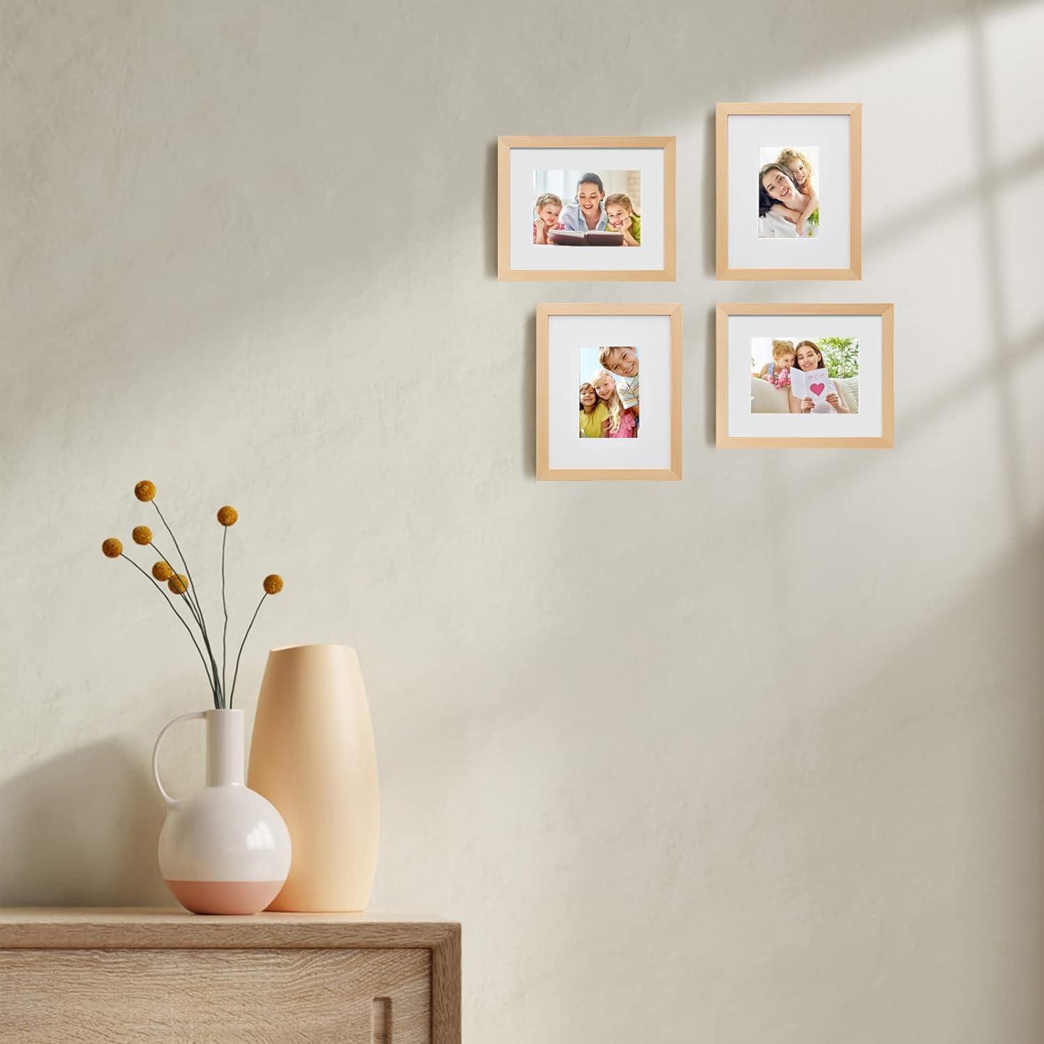 Naturholz Bilderrahmen 20x25 Acrylglas Tisch Wand 4er Set