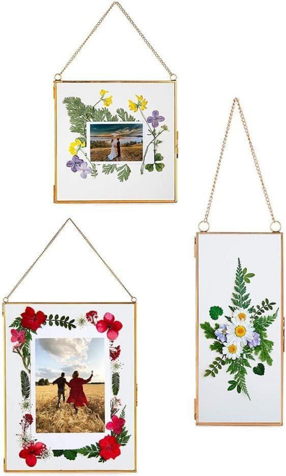 25x20cm Bilderrahmen Kupfer Messing Glas Fotorahmen Gold Ornament Pflanze Clip moderne Dekor
