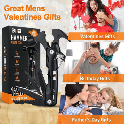 BIIB Multitool Hammer 12-in-1 Camping Geschenk für Männer