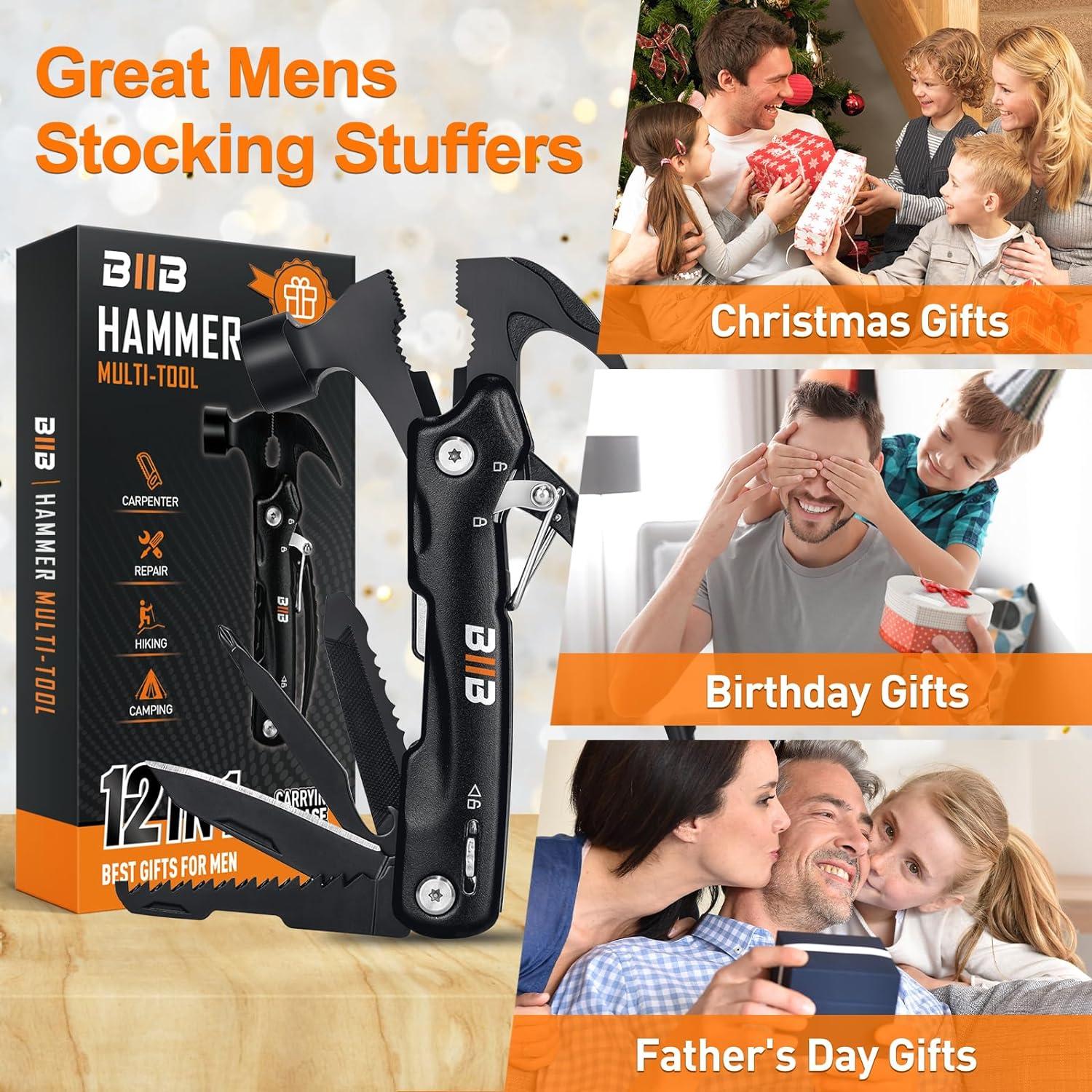 12-in-1 Multitool Hammer Camping Geschenke Männer Vatertag Weihnachten