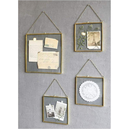 20x20cm Kupfer Messing Glas Bilderrahmen Gold Geometrisch
