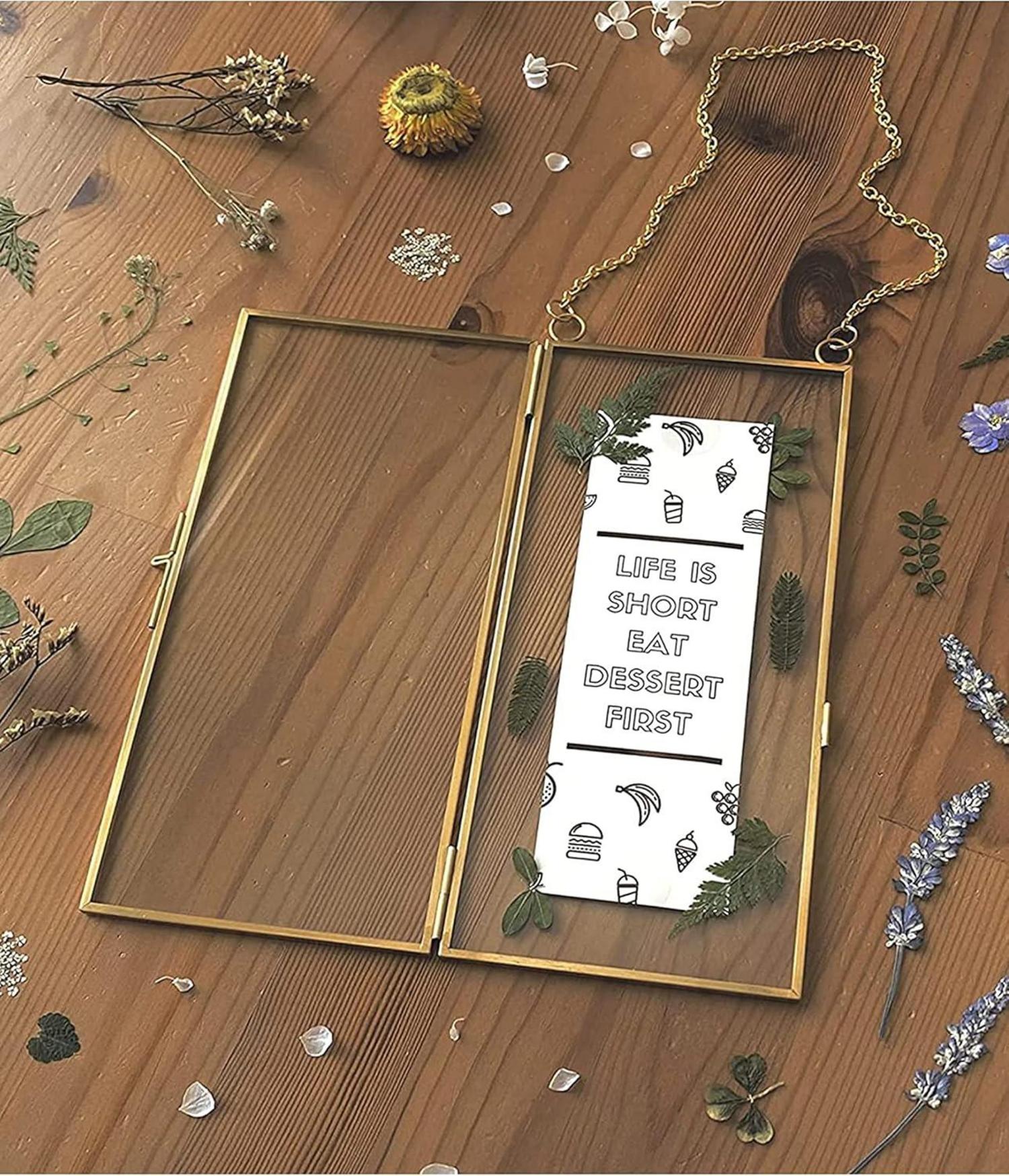 Bilderrahmen Glas Messing Gold Geometrisch Pflanze Clip Kunstwerk