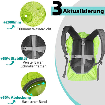 Regenschutz für Rucksäcke Schulranzen 50-65L Neon Gelb