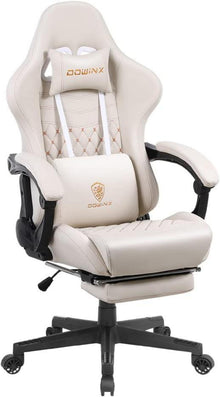 Ergonomischer Gaming Stuhl mit Massage und Fußstütze - Elfenbein