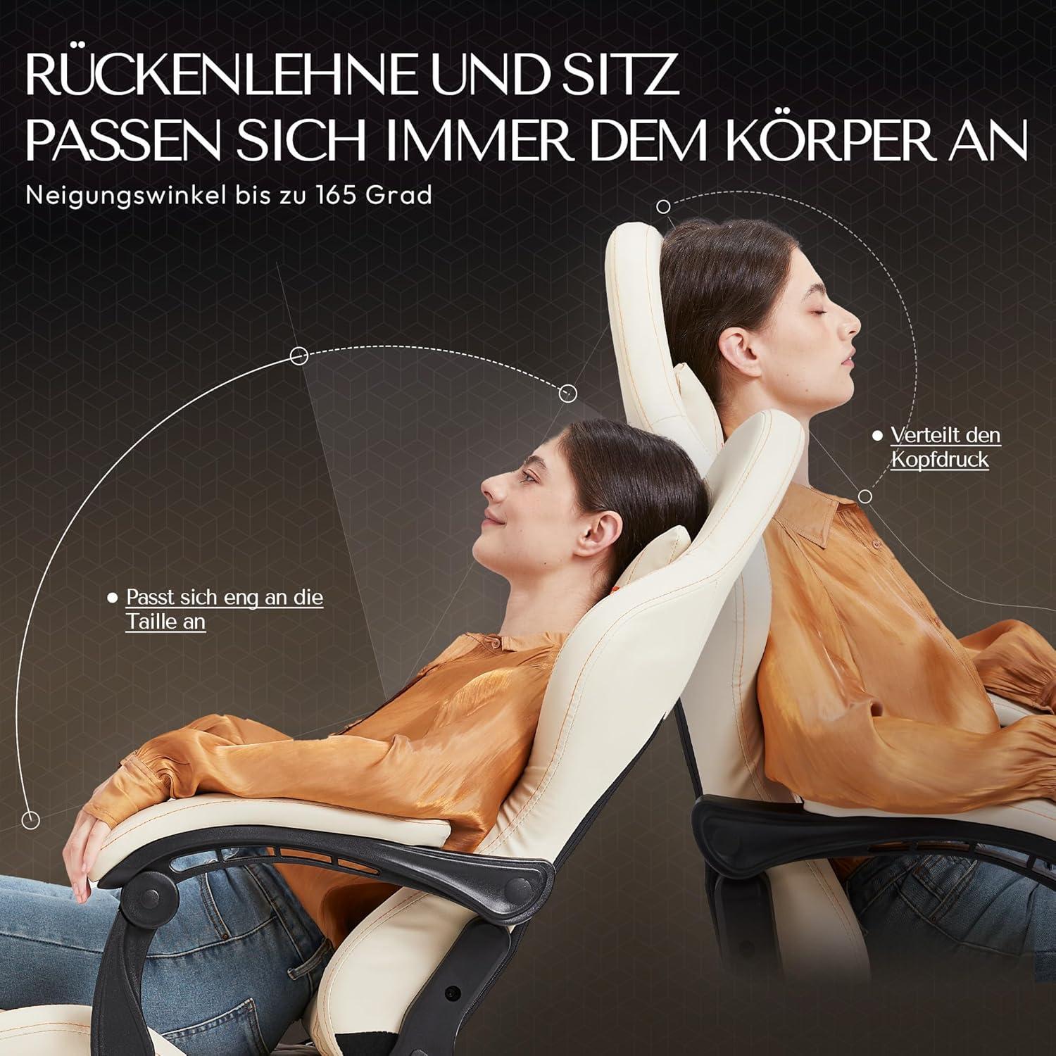 Gaming Stuhl Bürostuhl Ergonomisch Massage Lendenstütze Racing Stil PU